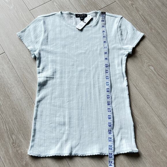 J Crew Pointelle Baby Tee Womens Small OAI Ocean Air Light Blue - Picture 5 of 13